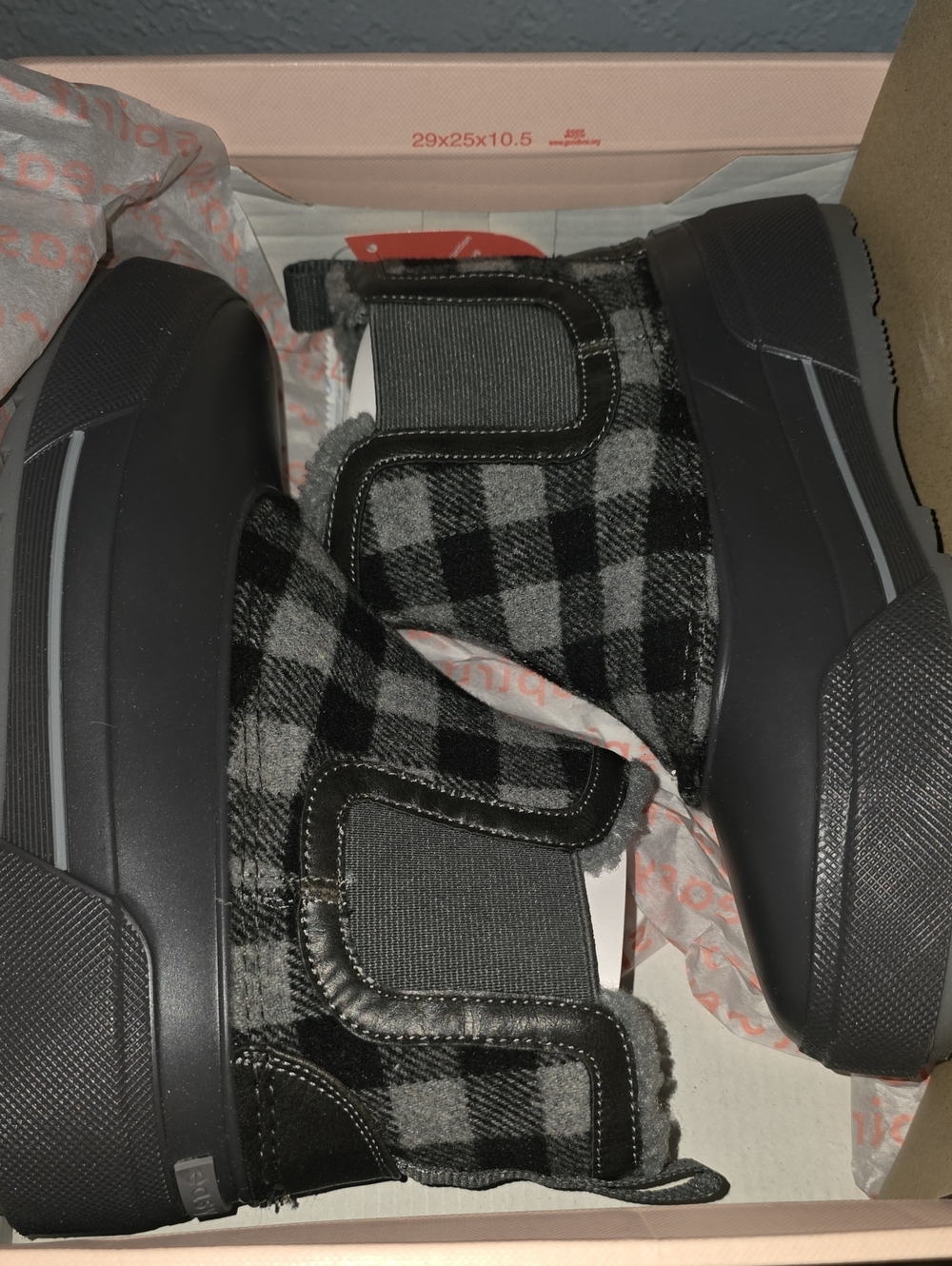 Spirit Black and Gray Plaid Ankle Boots